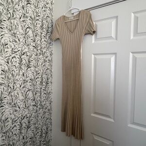 Beige Ribbed Knit Dress (Worth Collective, XS)